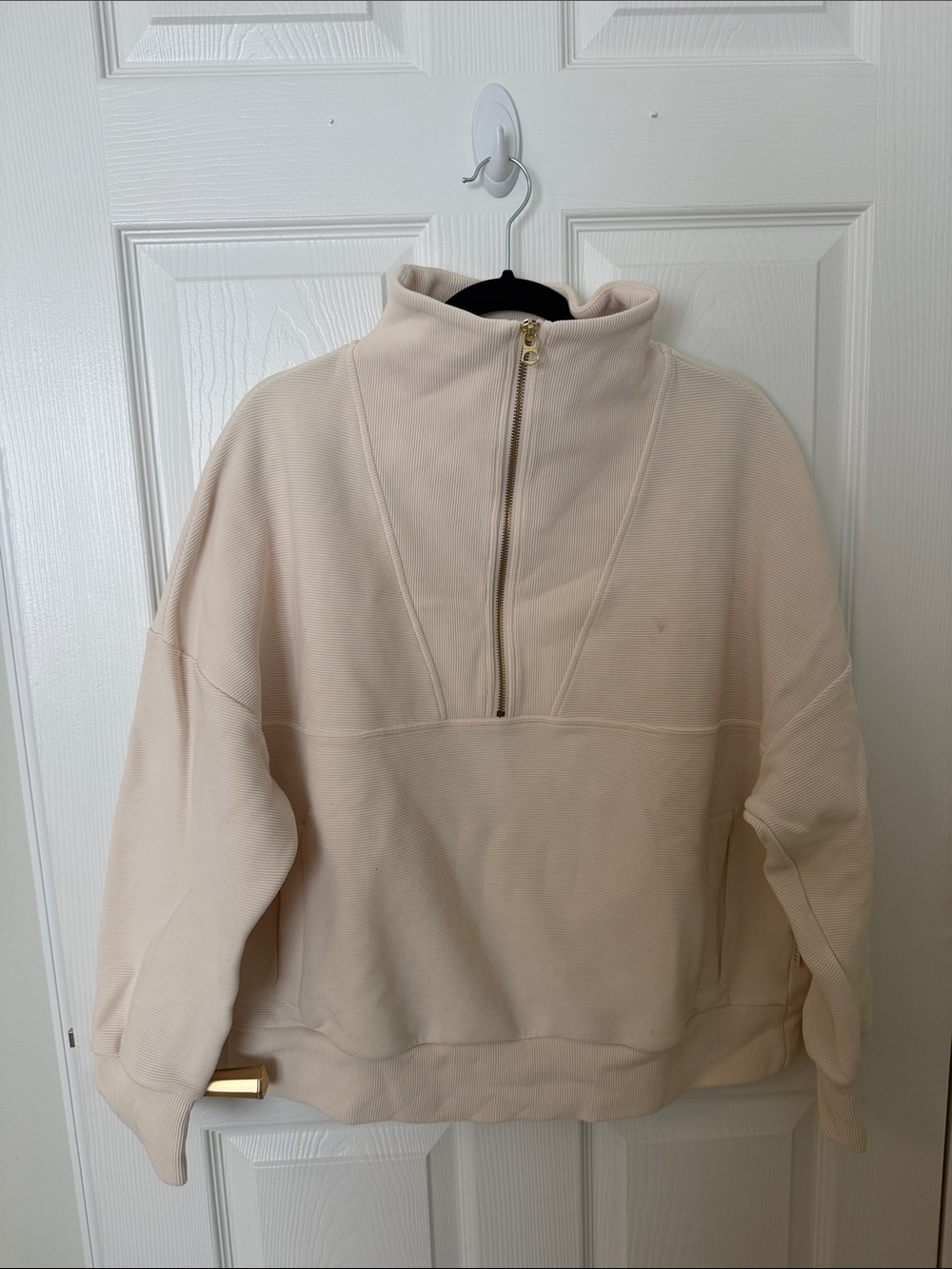 Varley Cream Half-Zip Turtleneck Pullover